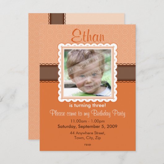 VERJAARDAG UITNODIGING:: mooi 6 Uitnodiging Briefkaart (Voorkant / Achterkant)