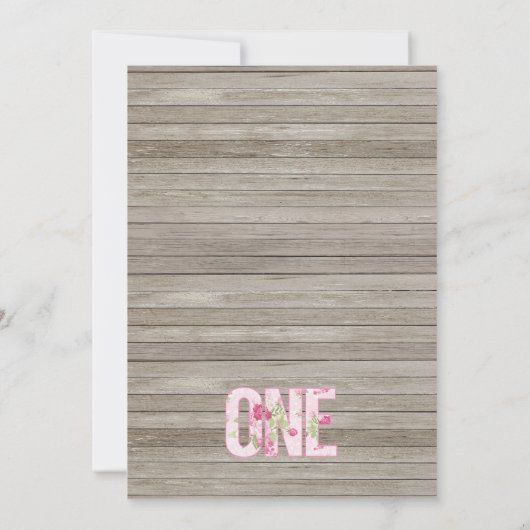 Verjaardag Uitnodiging voor Meisje, Shabby Chic, R (Achterkant)