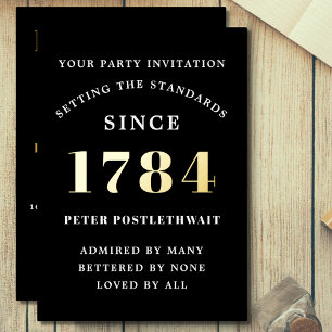 Verjaardag uitnodiging zwart goud elk jaar voor he