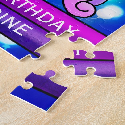 verjaardag Unicorn met gloeiende ballonnen Legpuzzel (Zijkant)
