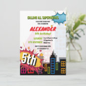 Verjaardag van alle superhelden in het stadsgebouw kaart (Staand voorkant)