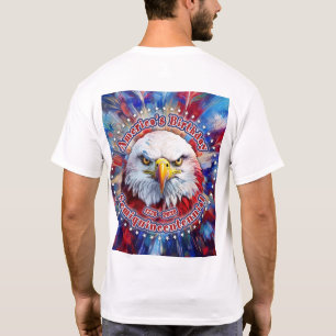 Verjaardag van Amerika Semiquin Rood Eagle-Vuurwer T-shirt