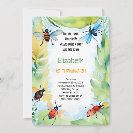 Verjaardag van bug kaart (Voorkant)