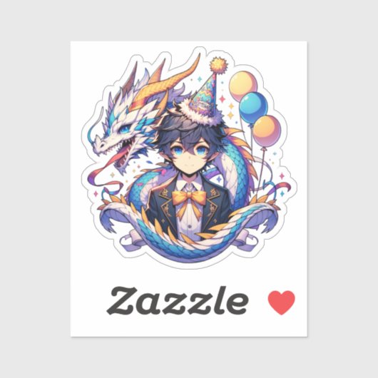 Verjaardag van de Anime Dragon Boy Sticker (Vel)