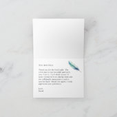 Verjaardag van de Blue Feather Waterverf Bedankkaart (Binnen)
