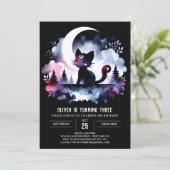 Verjaardag van de Digital Enchanted Cat Kaart (Staand voorkant)