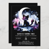 Verjaardag van de Digital Enchanted Cat Kaart (Voorkant / Achterkant)