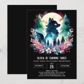 Verjaardag van de digitale magische wolf kaart (Voorkant / Achterkant)