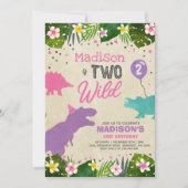 Verjaardag van de dinosaurus nodigt twee wilde din kaart (Voorkant)