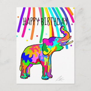 Verjaardag van de Elephant Art Briefkaart