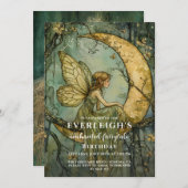 Verjaardag van de Enchanted Forest Fairy Crescent Kaart (Voorkant / Achterkant)