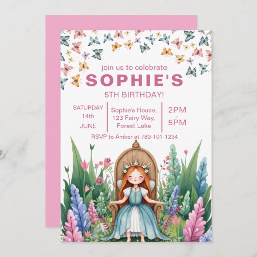 Verjaardag van de Enchanted Forest Fairy Princess Kaart (Voorkant / Achterkant)