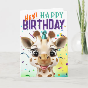 Verjaardag van de Giraffe met Confetti Kaart