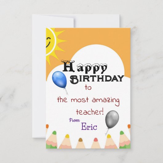Verjaardag van de leraar kaart (Voorkant)