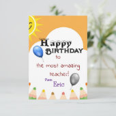 Verjaardag van de leraar kaart (Staand voorkant)