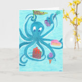 Verjaardag van de octopus kaart (Gele Bloem)