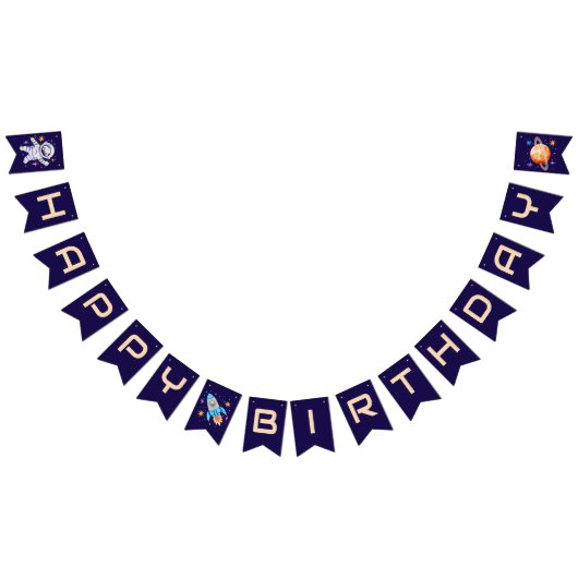 Verjaardag van de Outer Space Astronaut Rocket & P Vlaggetjes (Alle)