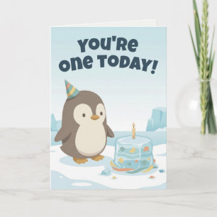 Verjaardag van de pinguïn Aangepaste eerste verj Kaart