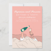 Verjaardag van de pyjama partij PJ en Prosecco Kaart (Voorkant)