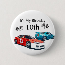 Verjaardag van de raceauto, ronde button 5,7 cm