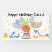 Verjaardag van de Ruby Cavalier King Charles Spani Spandoek (Horizontaal)