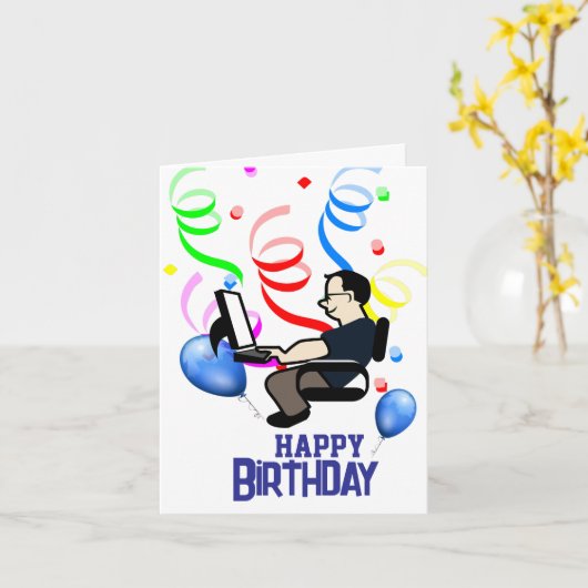 Verjaardag van de software engineer kaart (Gele Bloem)