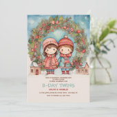 Verjaardag van de tweeling kaart (Staand voorkant)