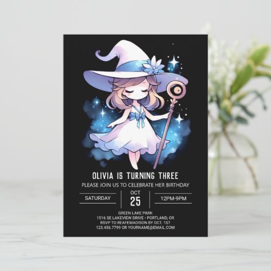 Verjaardag van Digital Enchanted Wizard Kaart (Staand voorkant)