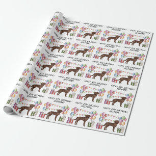 Verjaardag van een chocoladebruine labrador retrie cadeaupapier