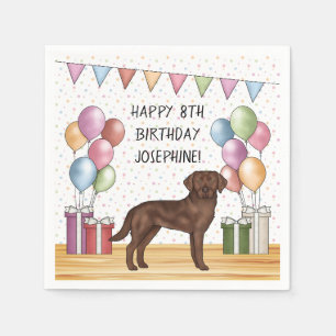 Verjaardag van een chocoladebruine Labrador Retrie Servet