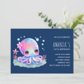 Verjaardag van een Cute Octopus Zeedier Kaart (Staand voorkant)