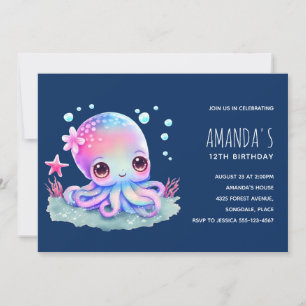 Verjaardag van een Cute Octopus Zeedier Kaart