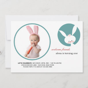 Verjaardag van een konijn foto uitnodiging