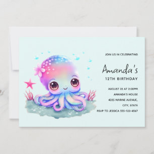 Verjaardag van een Maan Octopus Zeedier Kaart