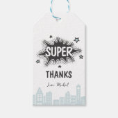 Verjaardag van een stripboek-superheld cadeaulabel (Voorkant)