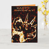 Verjaardag van Firey Triceratops Kaart (Gele Bloem)