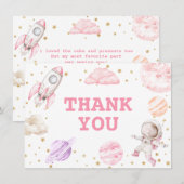 Verjaardag van Girl Space Bedankkaart (Voorkant / Achterkant)