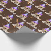 verjaardag van Golden Retriever Cadeaupapier (Hoek)