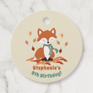 Verjaardag van herfst Fox Woodland Bedankjes Labels
