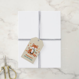 Verjaardag van herfst Fox Woodland Cadeaulabel