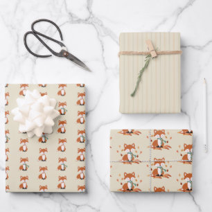Verjaardag van herfst Fox Woodland Inpakpapier Vel
