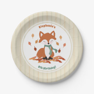 Verjaardag van herfst Fox Woodland Papieren Bordje