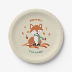 Verjaardag van herfst Fox Woodland Papieren Bordje