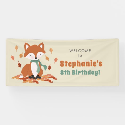 Verjaardag van herfst Fox Woodland Spandoek (Horizontaal)