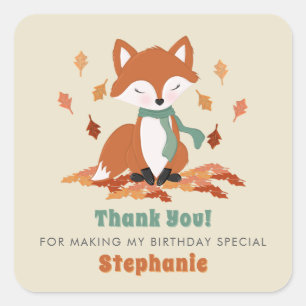 Verjaardag van herfst Fox Woodland Vierkante Sticker