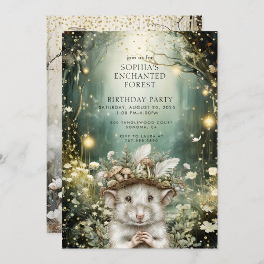 Verjaardag van het Enchanted Forest kind Kaart (Voorkant / Achterkant)