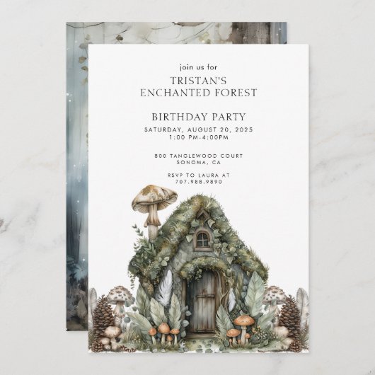 Verjaardag van het Enchanted Magical Forest Kind Kaart (Voorkant / Achterkant)