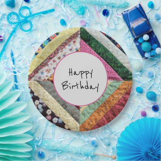 Verjaardag van het handgemaakte Quilt Pattern Papieren Bordje (Feest)