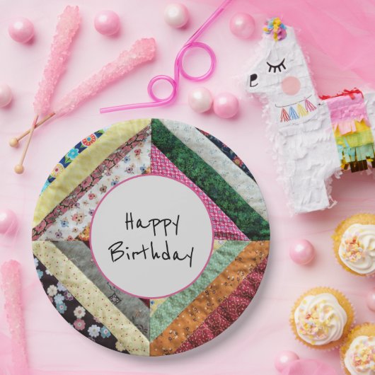 Verjaardag van het handgemaakte Quilt Pattern Papieren Bordje (Feest)