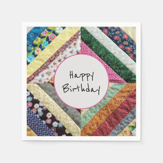 Verjaardag van het handgemaakte Quilt Pattern Servet (Voorkant)